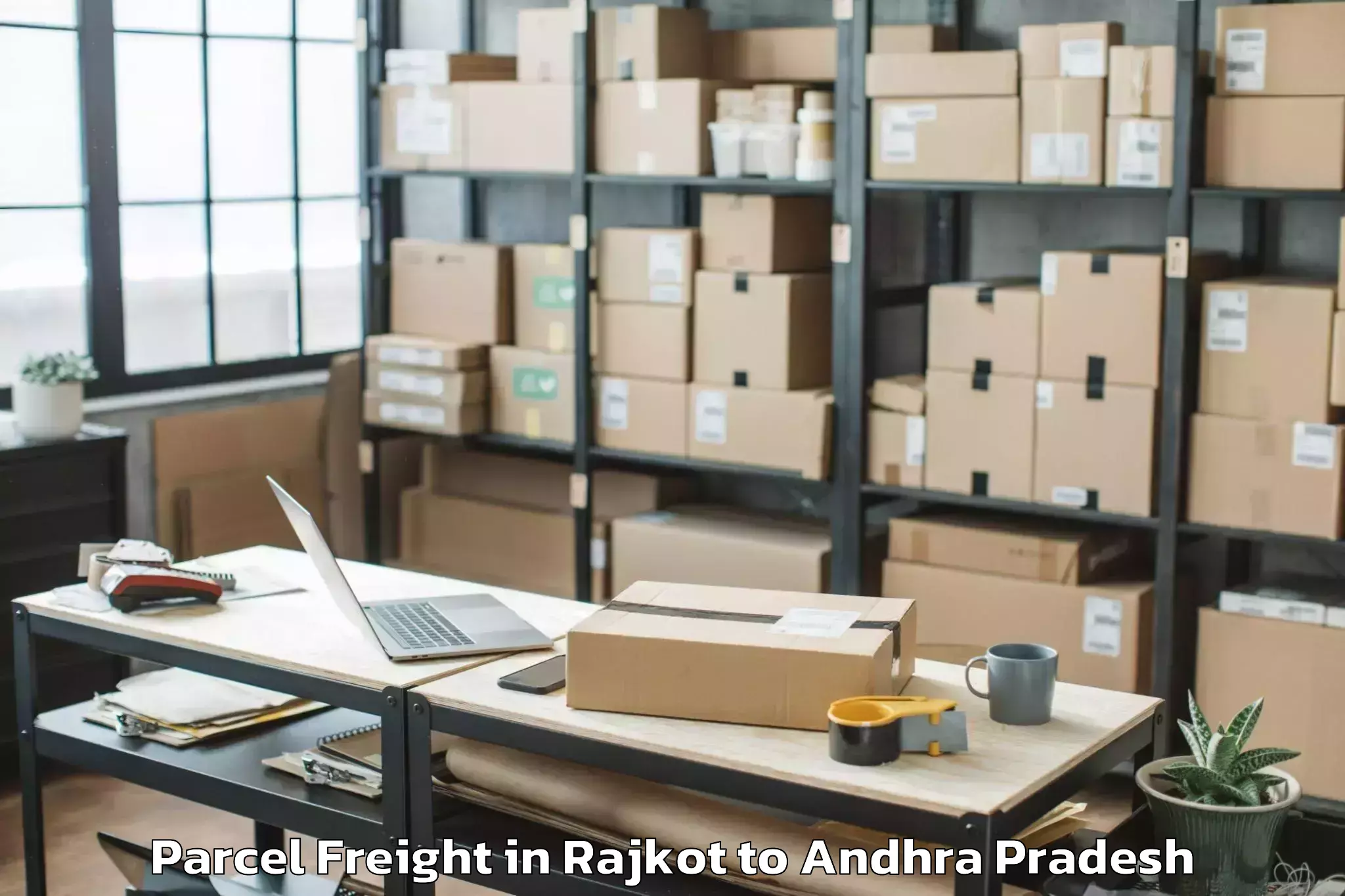 Easy Rajkot to Kajuluru Parcel Freight Booking